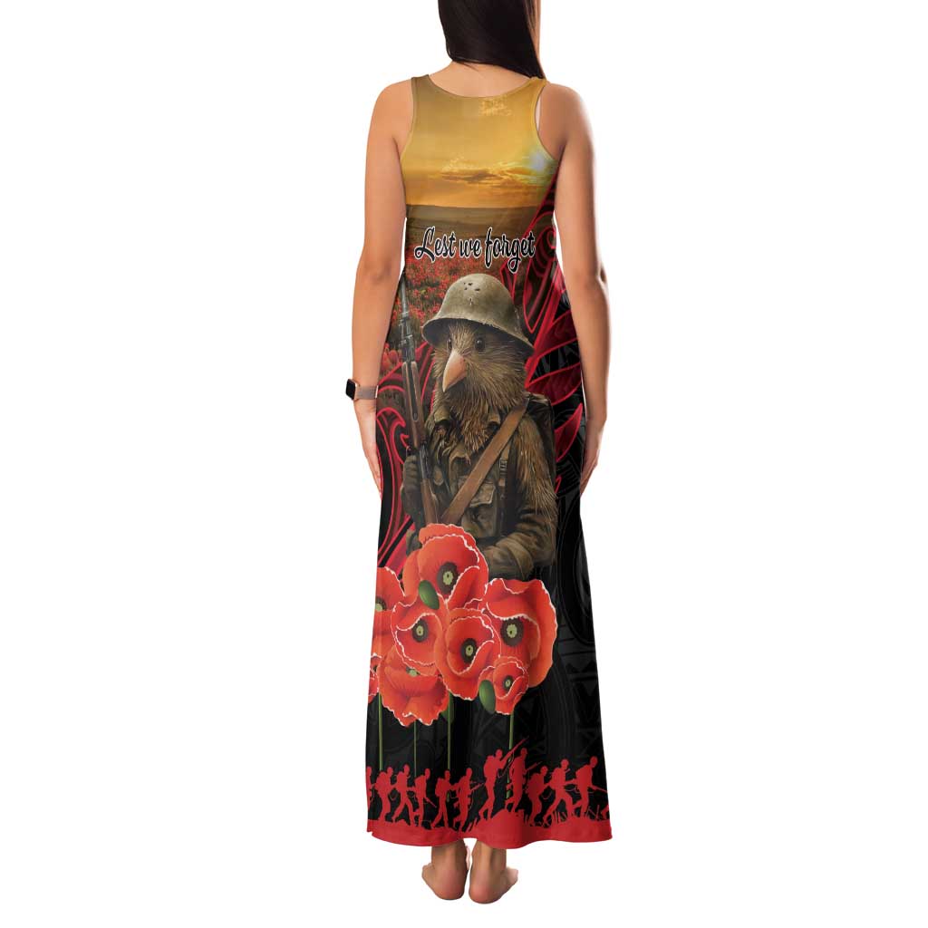 Maori Kiwi Soldier Fern Tattoo ANZAC Day Family Matching Tank Maxi Dress and Hawaiian Shirt Lest We Forget