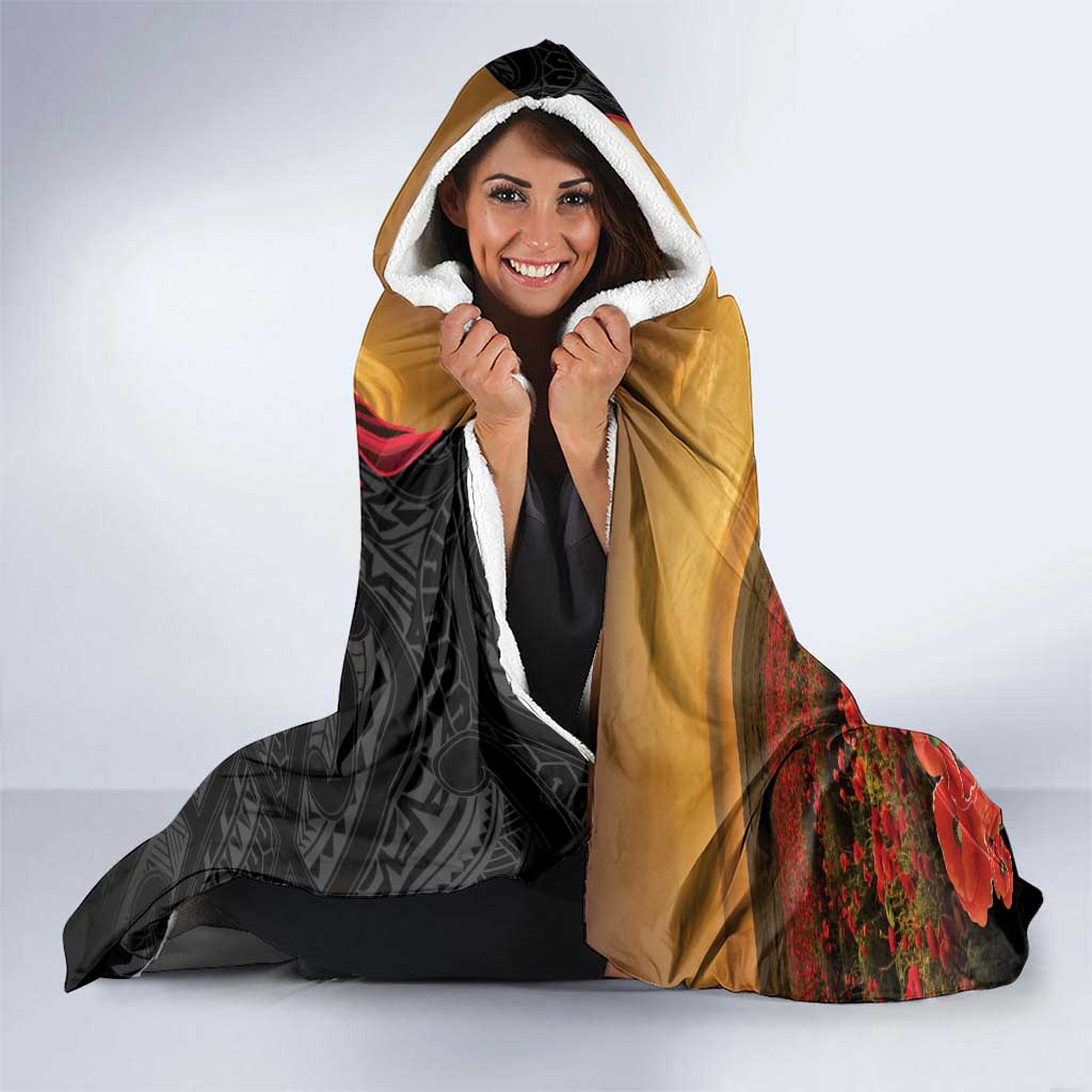 Maori Kiwi Soldier Fern Tattoo ANZAC Day Hooded Blanket Lest We Forget LT9 - Polynesian Pride