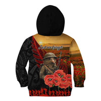 Maori Kiwi Soldier Fern Tattoo ANZAC Day Kid Hoodie Lest We Forget