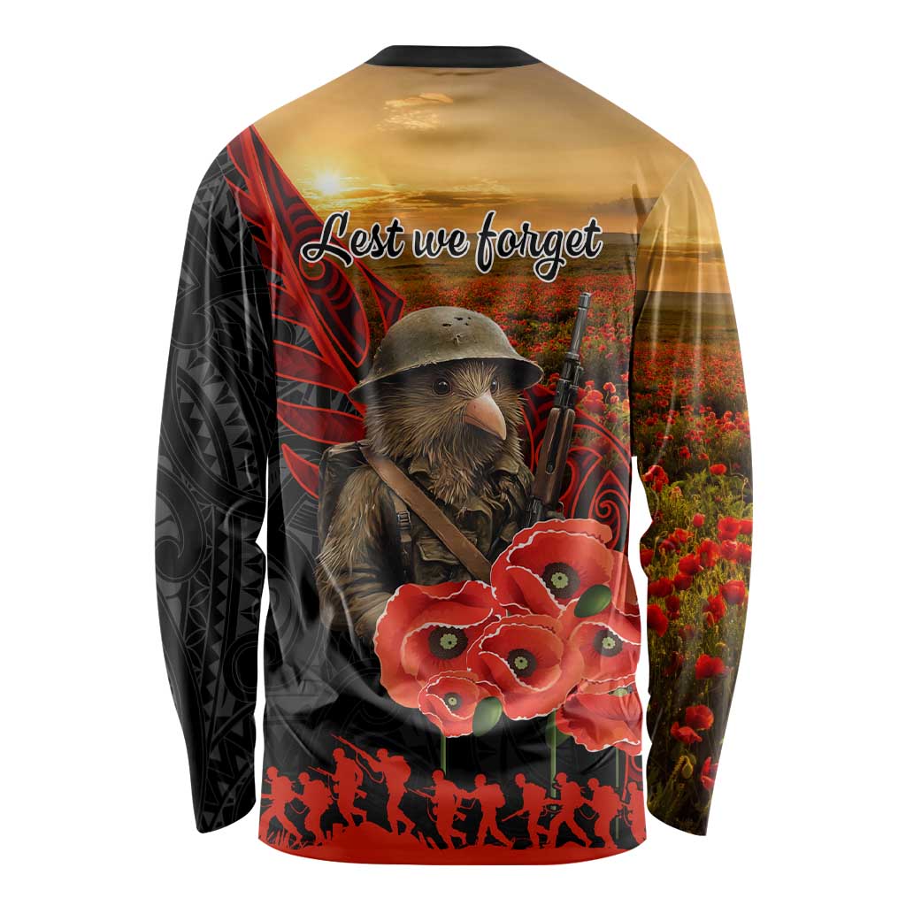 Maori Kiwi Soldier Fern Tattoo ANZAC Day Long Sleeve Shirt Lest We Forget LT9 - Polynesian Pride