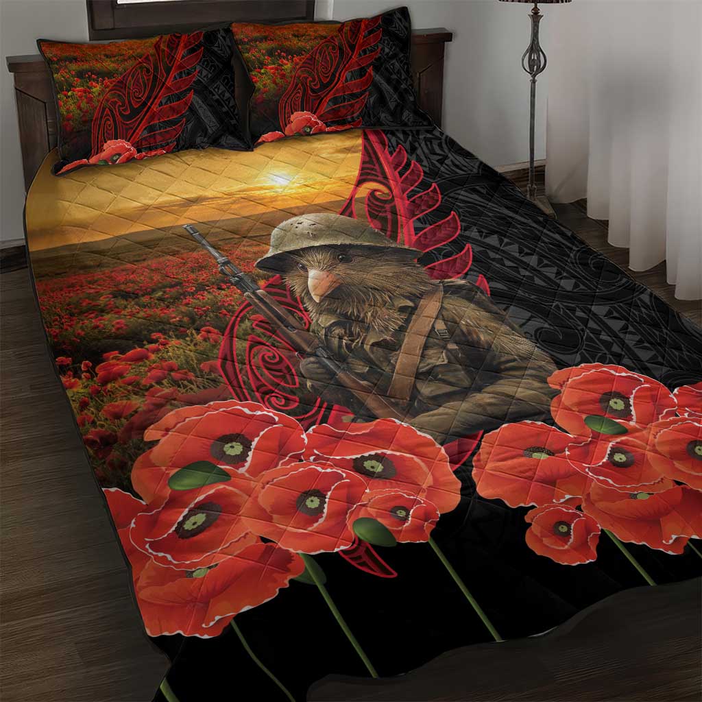 Maori Kiwi Soldier Fern Tattoo ANZAC Day Quilt Bed Set Lest We Forget LT9 Black - Polynesian Pride