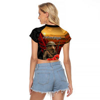 Maori Kiwi Soldier Fern Tattoo ANZAC Day Raglan Cropped T Shirt Lest We Forget LT9 - Polynesian Pride