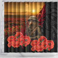 Maori Kiwi Soldier Fern Tattoo ANZAC Day Shower Curtain Lest We Forget