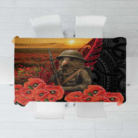 Maori Kiwi Soldier Fern Tattoo ANZAC Day Tablecloth Lest We Forget LT9 Black - Polynesian Pride