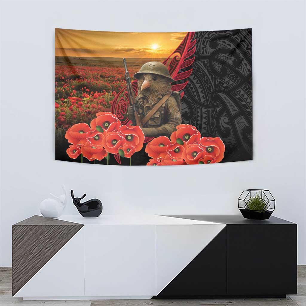 Maori Kiwi Soldier Fern Tattoo ANZAC Day Tapestry Lest We Forget