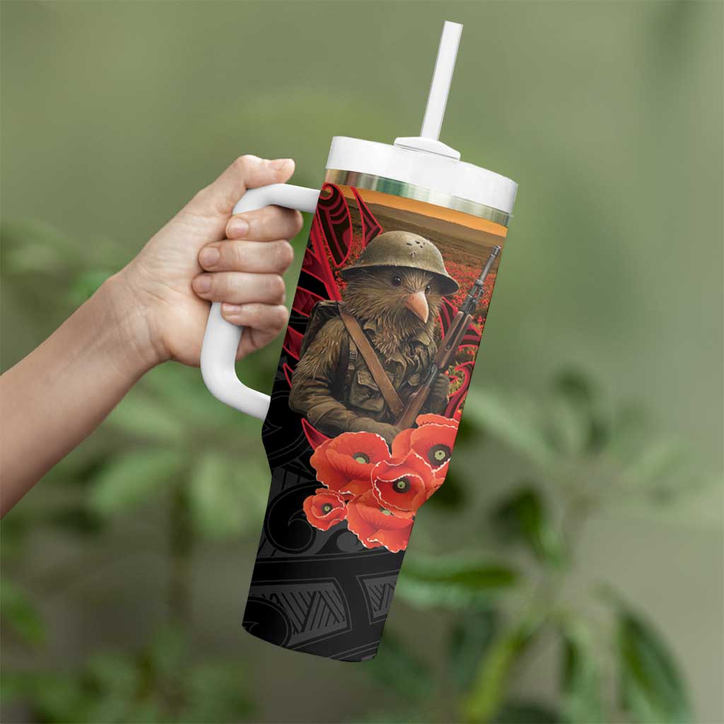 Maori Kiwi Soldier Fern Tattoo ANZAC Day Tumbler With Handle Lest We Forget LT9 - Polynesian Pride