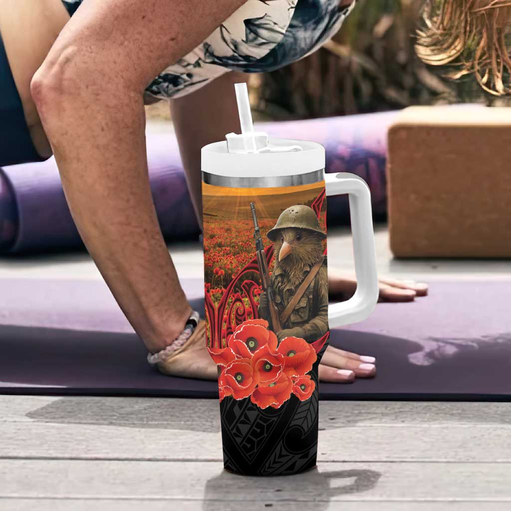 Maori Kiwi Soldier Fern Tattoo ANZAC Day Tumbler With Handle Lest We Forget LT9 - Polynesian Pride