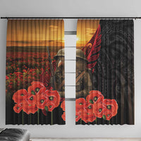 Maori Kiwi Soldier Fern Tattoo ANZAC Day Window Curtain Lest We Forget LT9 With Hooks Black - Polynesian Pride