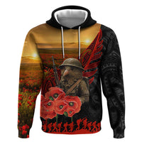 Maori Kiwi Soldier Fern Tattoo ANZAC Day Zip Hoodie Lest We Forget
