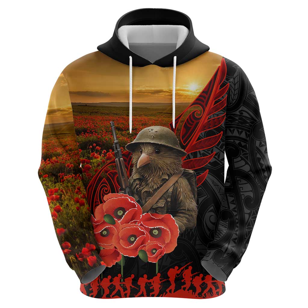 Maori Kiwi Soldier Fern Tattoo ANZAC Day Zip Hoodie Lest We Forget