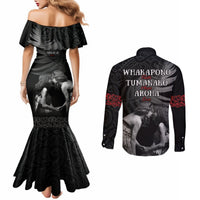 New Zealand Mother's Day Couples Matching Mermaid Dress and Long Sleeve Button Shirt Maori Hongi Aroha Ahau Ki A Koe Mama
