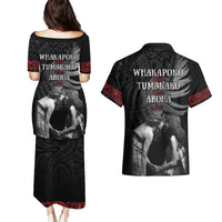 New Zealand Mother's Day Couples Matching Puletasi and Hawaiian Shirt Maori Hongi Aroha Ahau Ki A Koe Mama