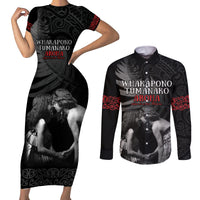 New Zealand Mother's Day Couples Matching Short Sleeve Bodycon Dress and Long Sleeve Button Shirt Maori Hongi Aroha Ahau Ki A Koe Mama
