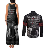 New Zealand Mother's Day Couples Matching Tank Maxi Dress and Long Sleeve Button Shirt Maori Hongi Aroha Ahau Ki A Koe Mama