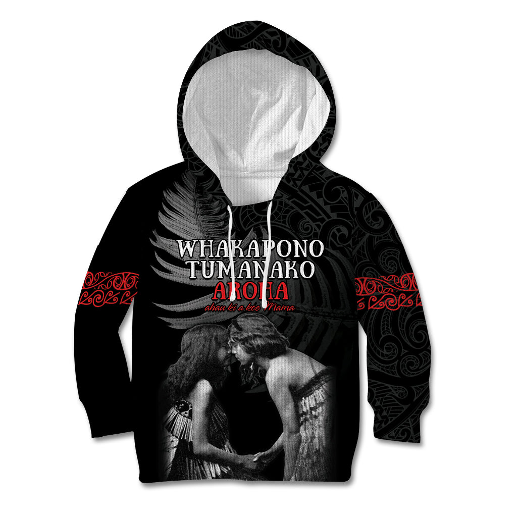 New Zealand Mother's Day Kid Hoodie Maori Hongi Aroha Ahau Ki A Koe Mama