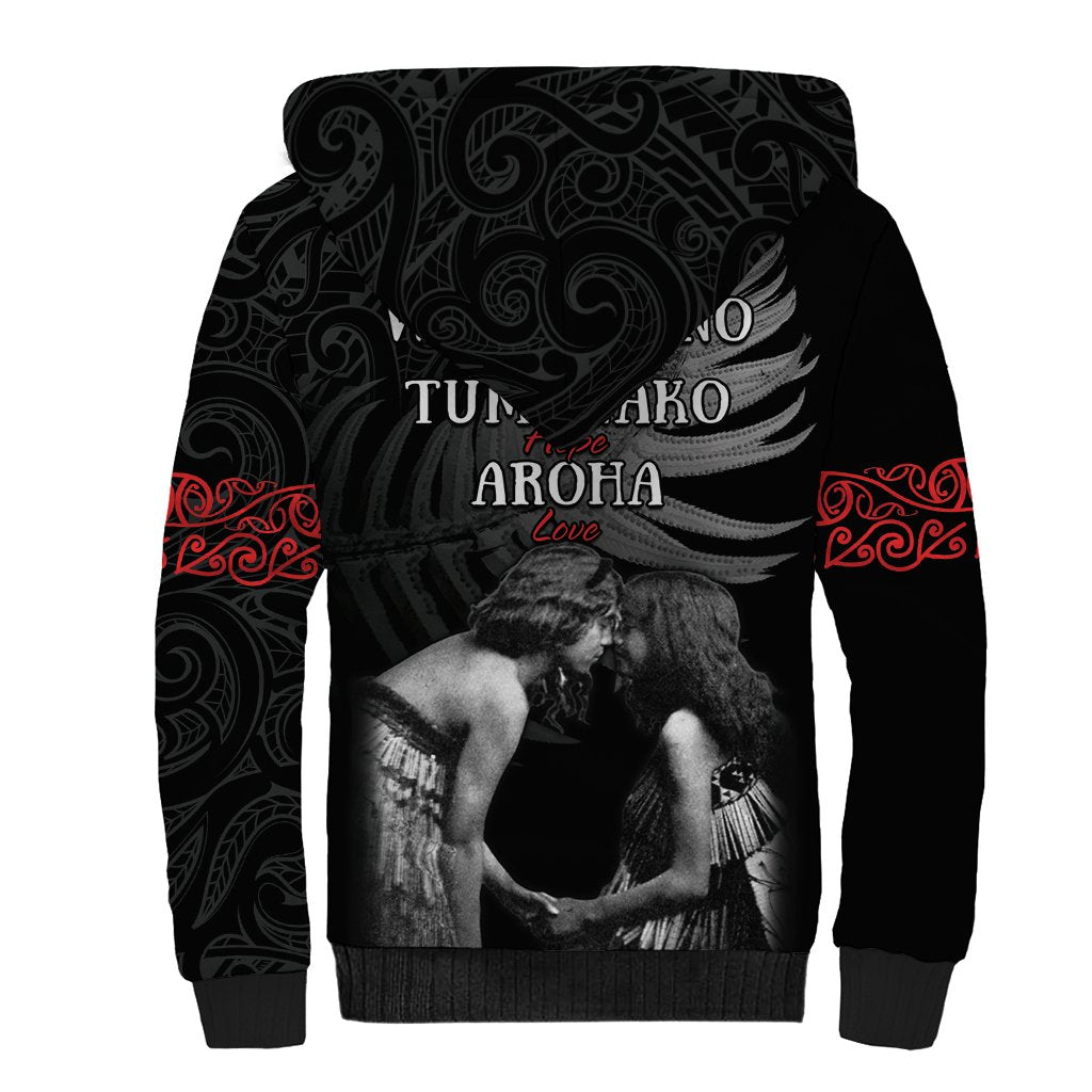 New Zealand Mother's Day Sherpa Hoodie Maori Hongi Aroha Ahau Ki A Koe Mama
