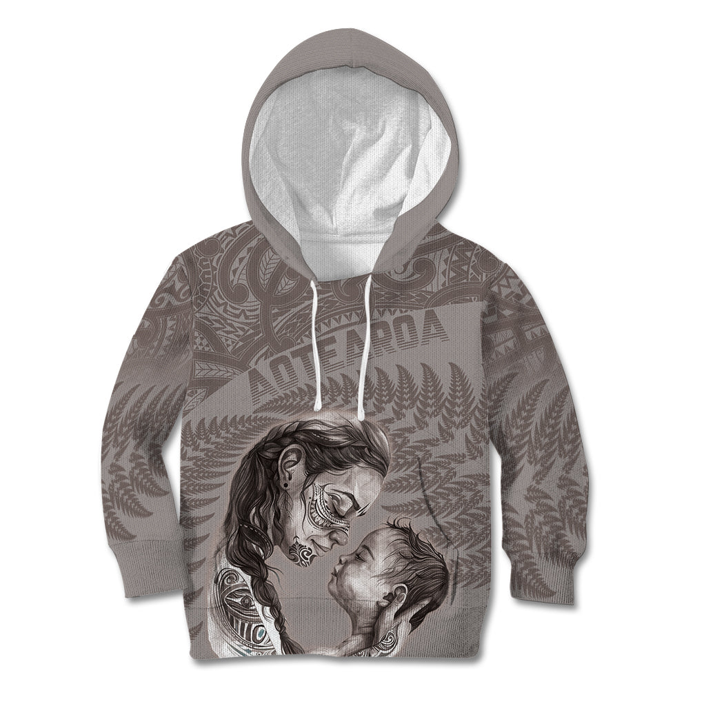 New Zealand Mother's Day Kid Hoodie Maori Mo Toku Mama Silver Fern