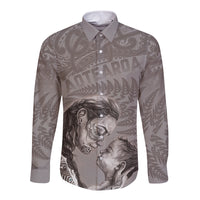 New Zealand Mother's Day Long Sleeve Button Shirt Maori Mo Toku Mama Silver Fern