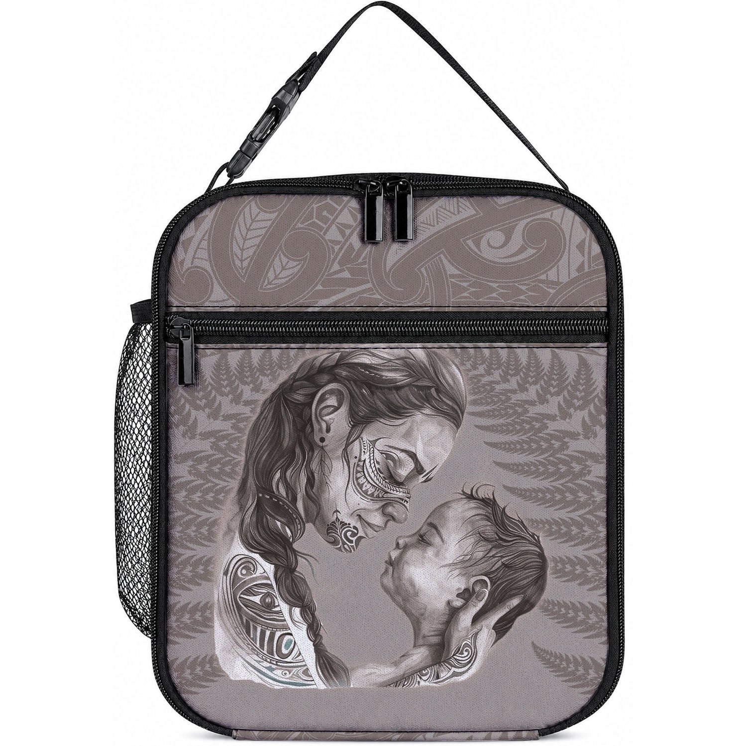 New Zealand Mother's Day Lunch Bag Maori Mo Toku Mama Silver Fern LT9 10.2 × 8.3 × 4.3 inch Nude - Polynesian Pride
