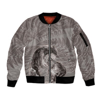 New Zealand Mother's Day Sleeve Zip Bomber Jacket Maori Mo Toku Mama Silver Fern LT9 Unisex Nude - Polynesian Pride
