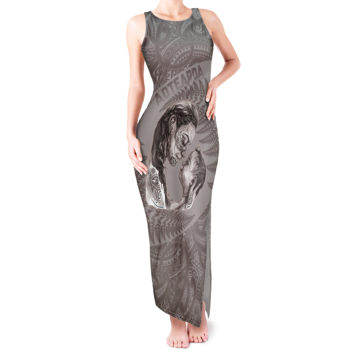 New Zealand Mother's Day Tank Maxi Dress Maori Mo Toku Mama Silver Fern