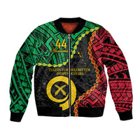 Personalised Vanuatu 44th Anniversary Bomber Jacket Tugeta Yumi Selebretem Indipendens Dei LT9 Unisex Black - Polynesian Pride