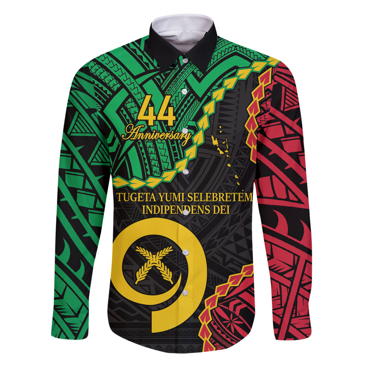Personalised Vanuatu 44th Anniversary Family Matching Mermaid Dress and Hawaiian Shirt Tugeta Yumi Selebretem Indipendens Dei