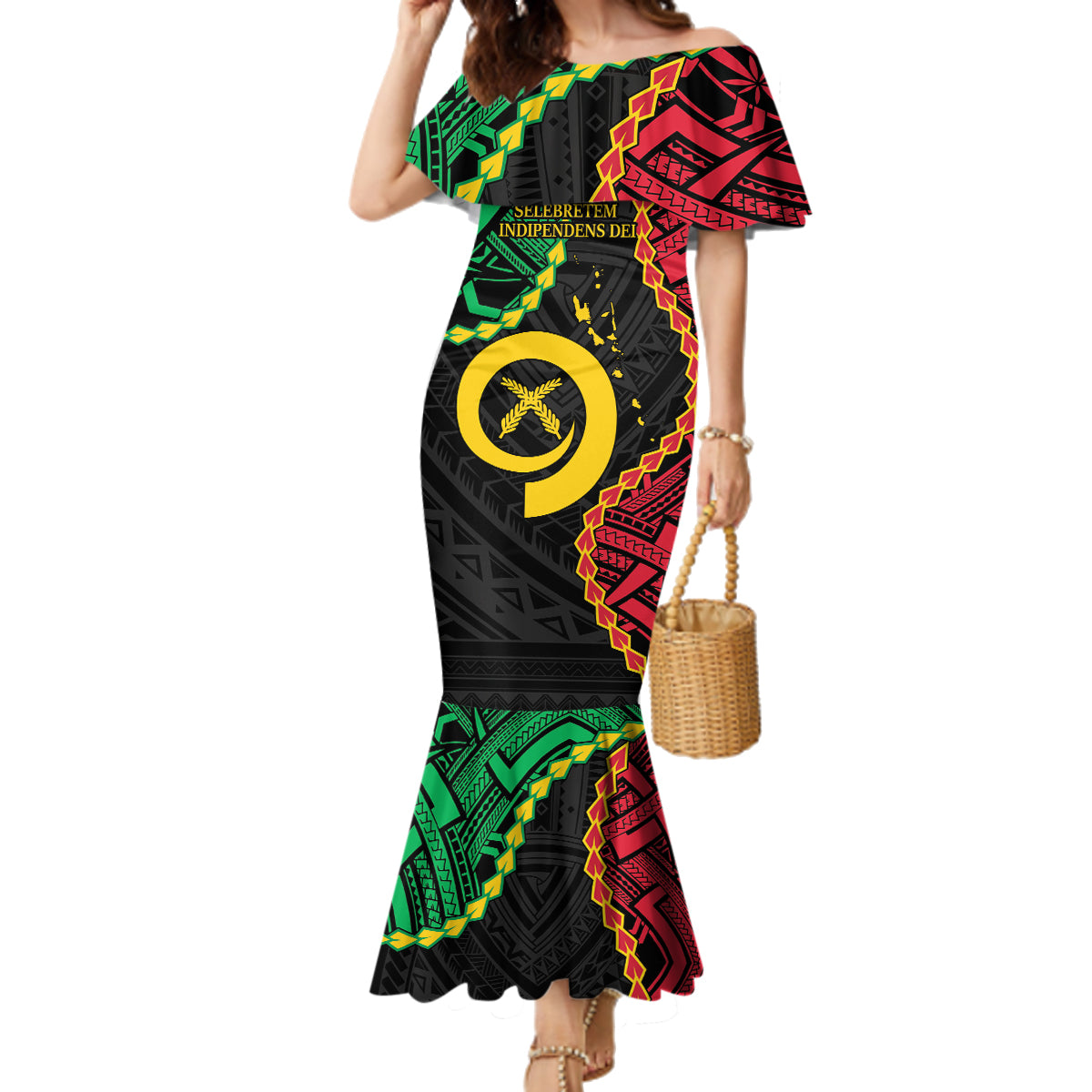 Personalised Vanuatu 44th Anniversary Family Matching Mermaid Dress and Hawaiian Shirt Tugeta Yumi Selebretem Indipendens Dei