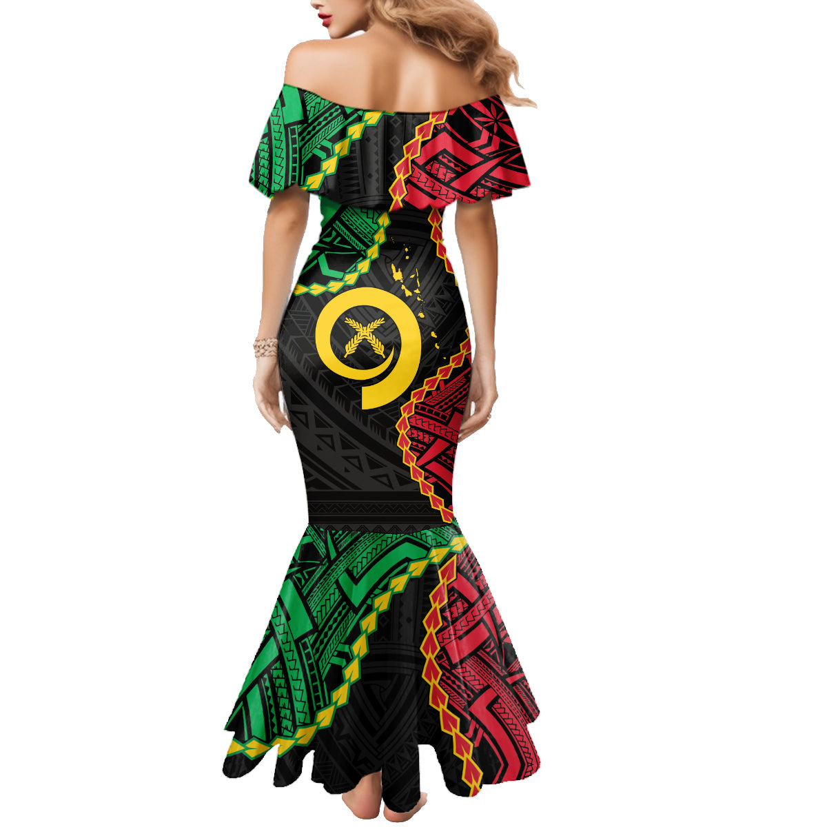 Personalised Vanuatu 44th Anniversary Family Matching Mermaid Dress and Hawaiian Shirt Tugeta Yumi Selebretem Indipendens Dei