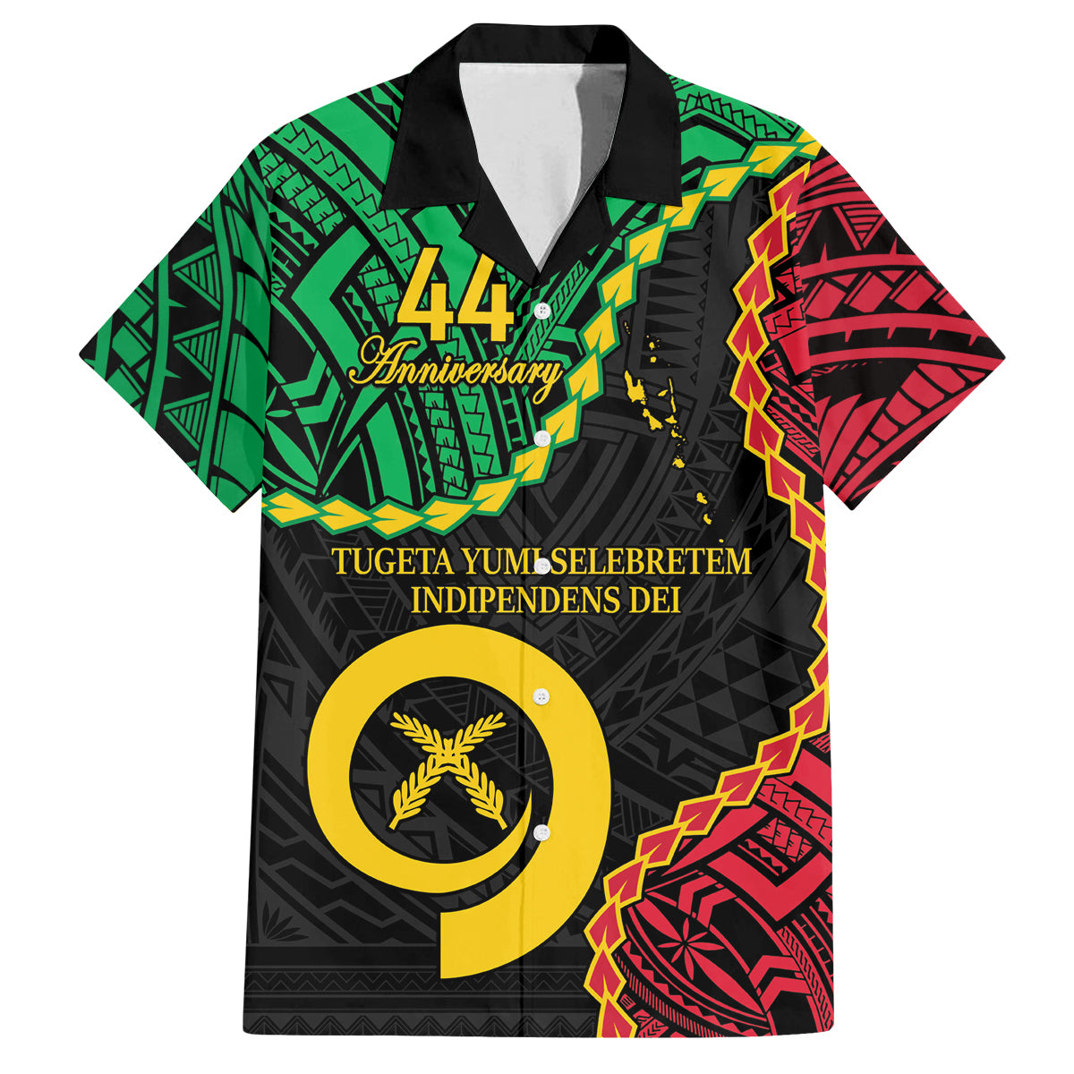 Personalised Vanuatu 44th Anniversary Family Matching Puletasi and Hawaiian Shirt Tugeta Yumi Selebretem Indipendens Dei