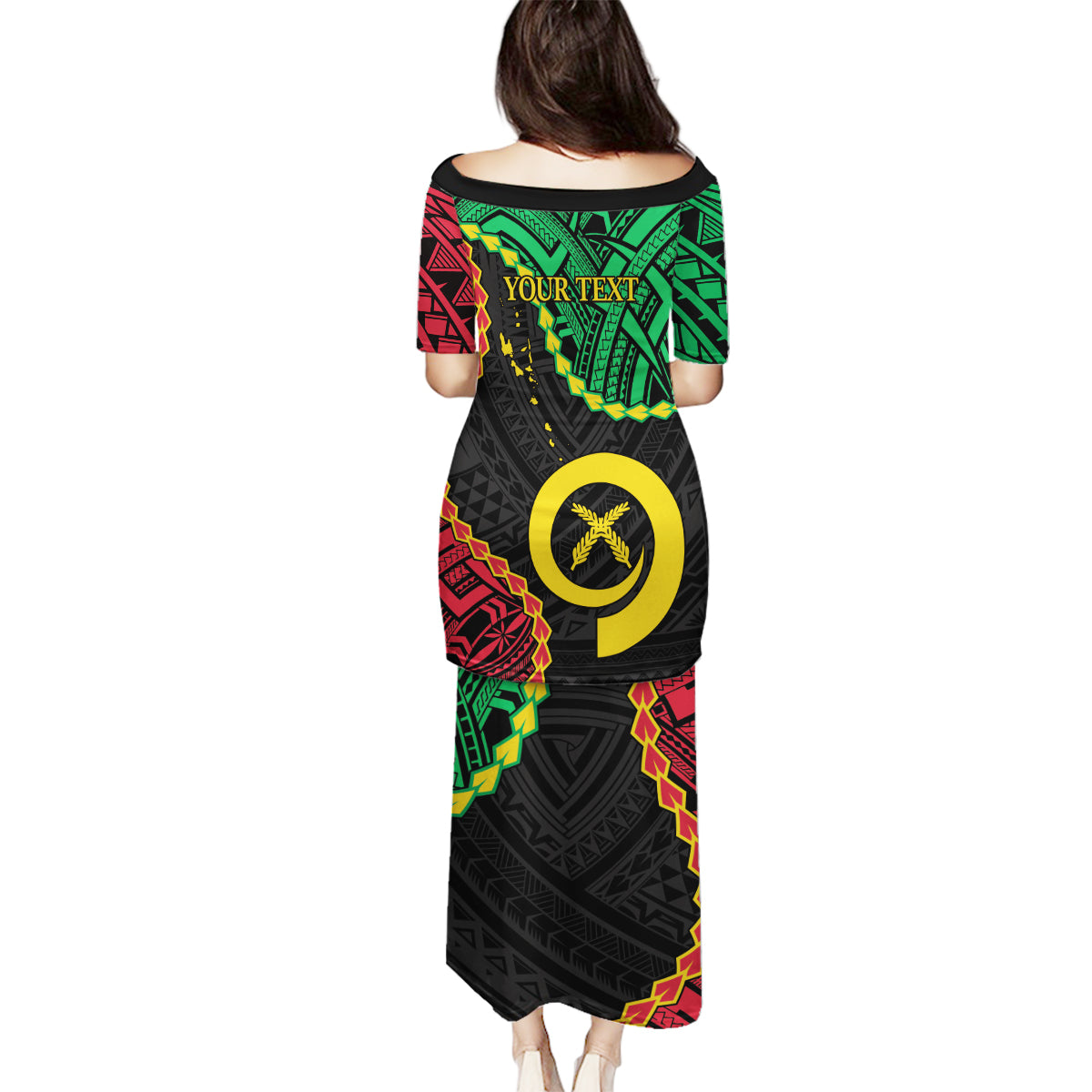 Personalised Vanuatu 44th Anniversary Family Matching Puletasi and Hawaiian Shirt Tugeta Yumi Selebretem Indipendens Dei