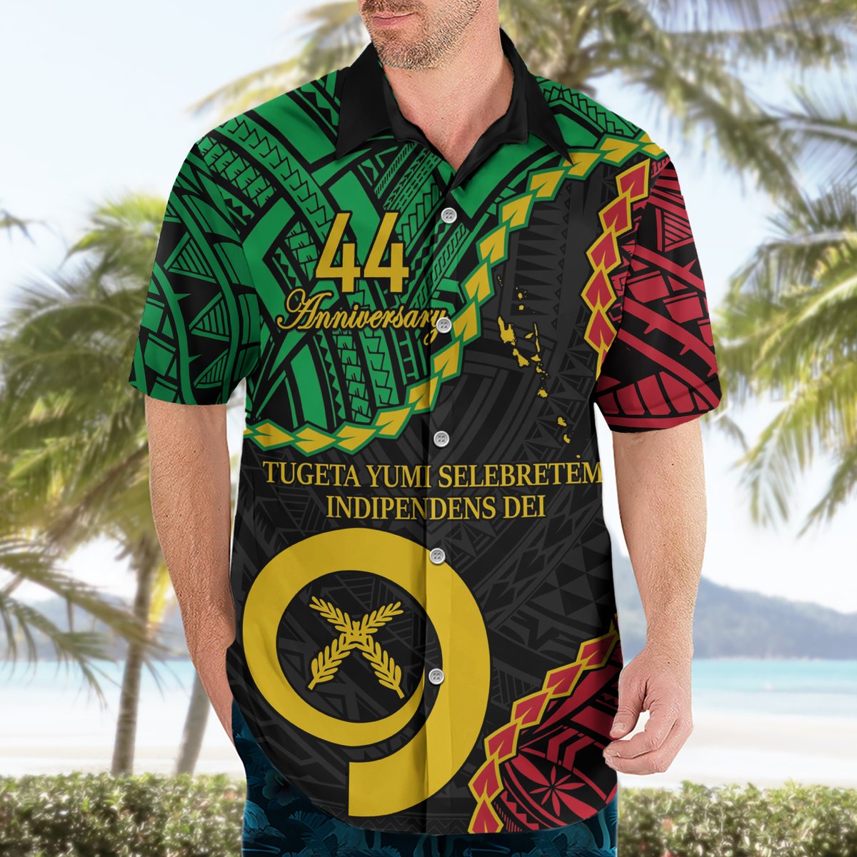 Personalised Vanuatu 44th Anniversary Hawaiian Shirt Tugeta Yumi Selebretem Indipendens Dei LT9 - Polynesian Pride