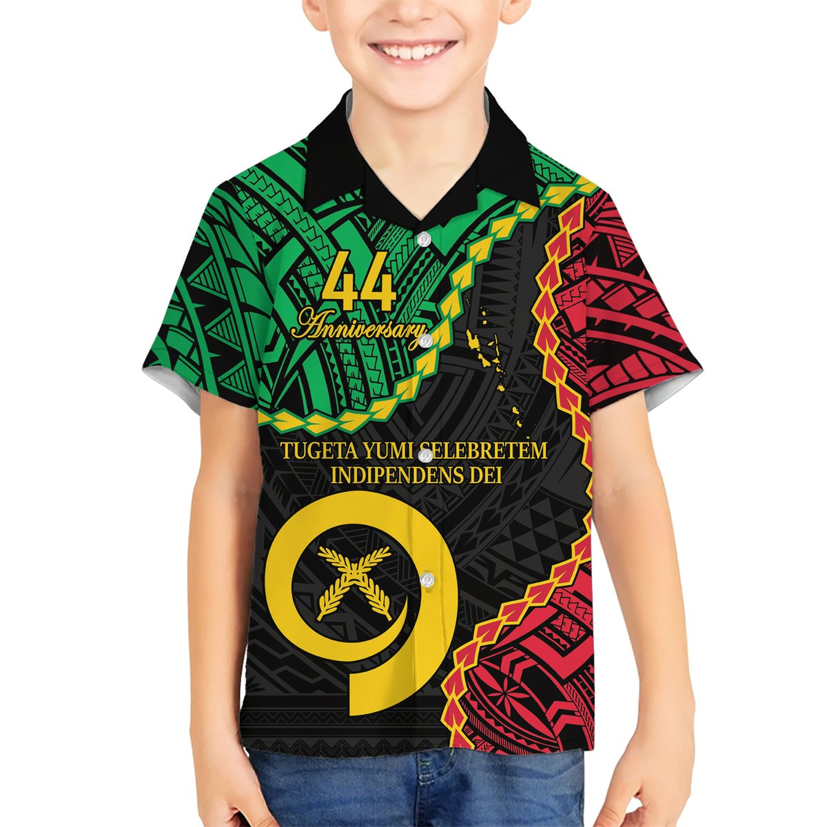 Personalised Vanuatu 44th Anniversary Hawaiian Shirt Tugeta Yumi Selebretem Indipendens Dei LT9 - Polynesian Pride