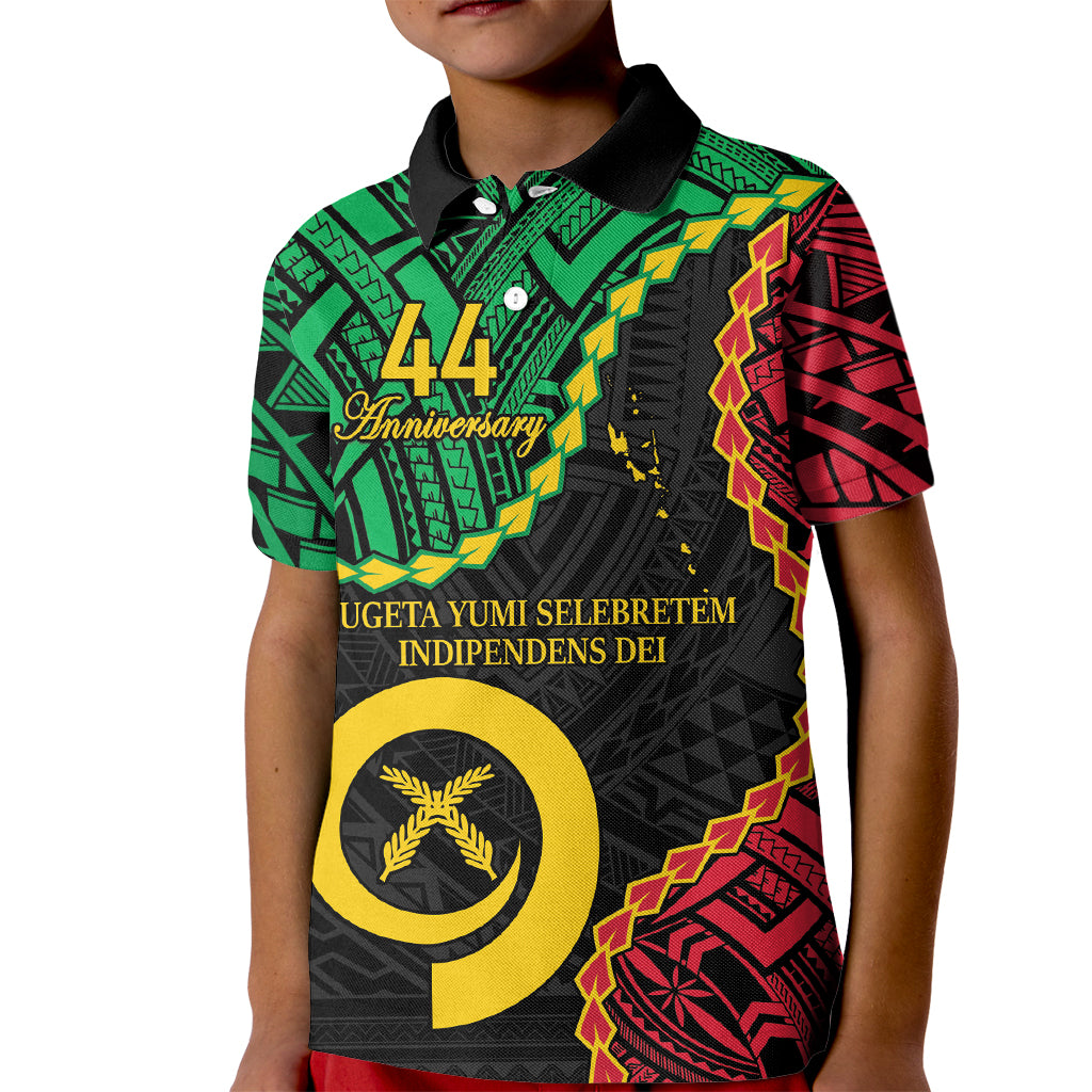 Personalised Vanuatu 44th Anniversary Kid Polo Shirt Tugeta Yumi Selebretem Indipendens Dei