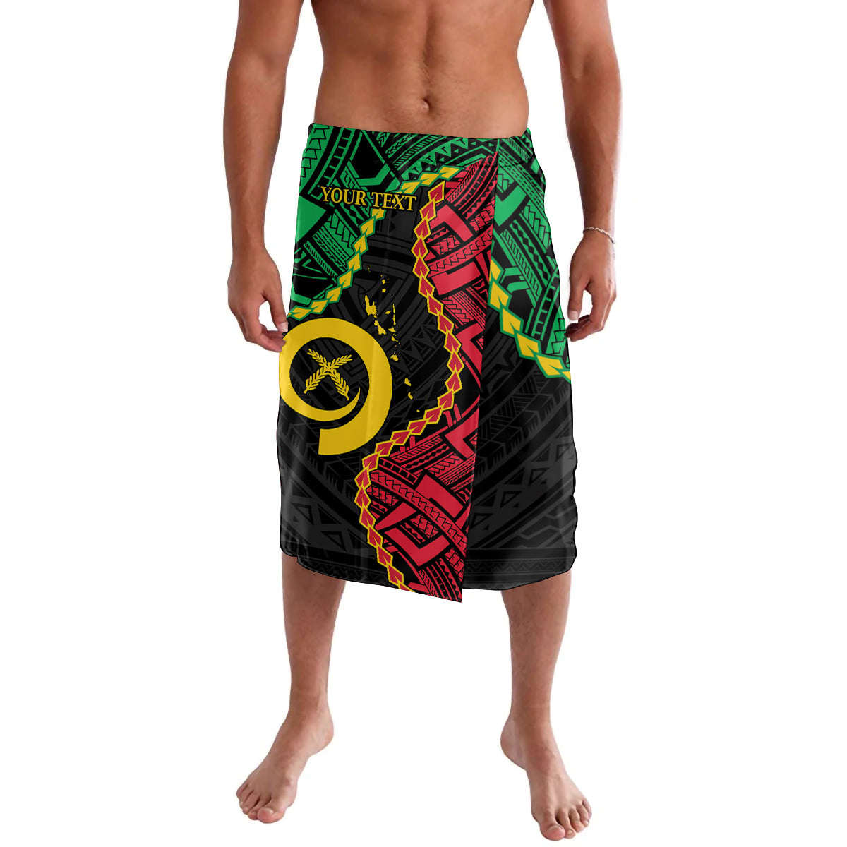 Personalised Vanuatu 44th Anniversary Lavalava Tugeta Yumi Selebretem Indipendens Dei LT9 Black - Polynesian Pride