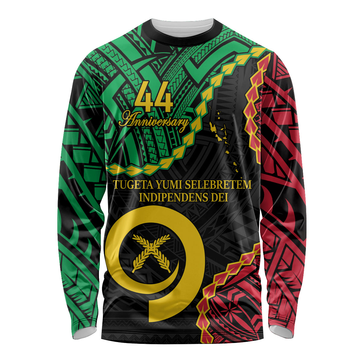 Personalised Vanuatu 44th Anniversary Long Sleeve Shirt Tugeta Yumi Selebretem Indipendens Dei