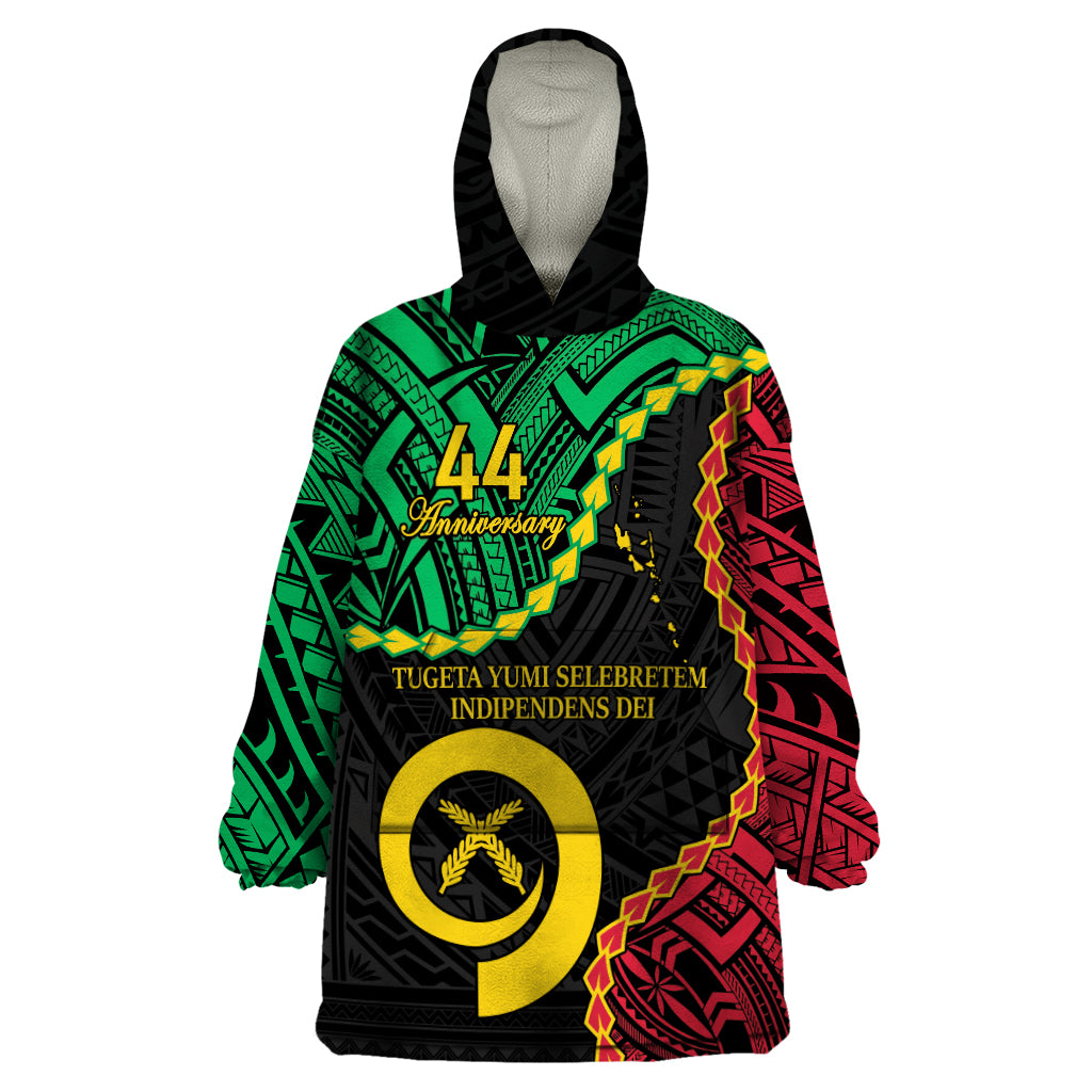 Personalised Vanuatu 44th Anniversary Wearable Blanket Hoodie Tugeta Yumi Selebretem Indipendens Dei