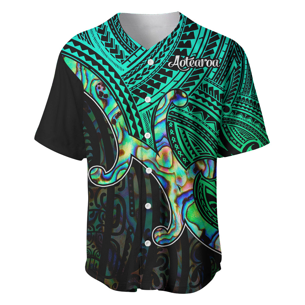 Aotearoa Papua Shell Baseball Jersey Maori Tribal Pattern LT9 Green - Polynesian Pride