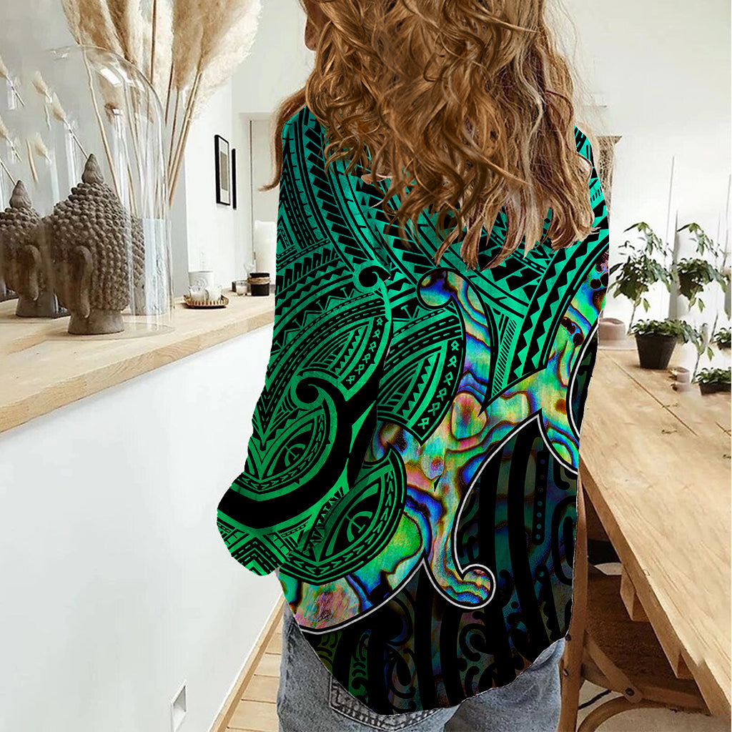 Aotearoa Papua Shell Women Casual Shirt Maori Tribal Pattern LT9 - Polynesian Pride