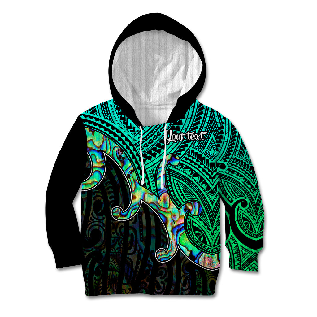 Custom Aotearoa Papua Shell Kid Hoodie Maori Tribal Pattern LT9 Green - Polynesian Pride