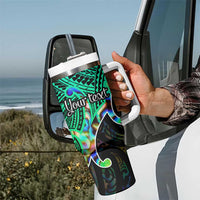 Personalised Aotearoa Papua Shell Tumbler With Handle Maori Tribal Pattern