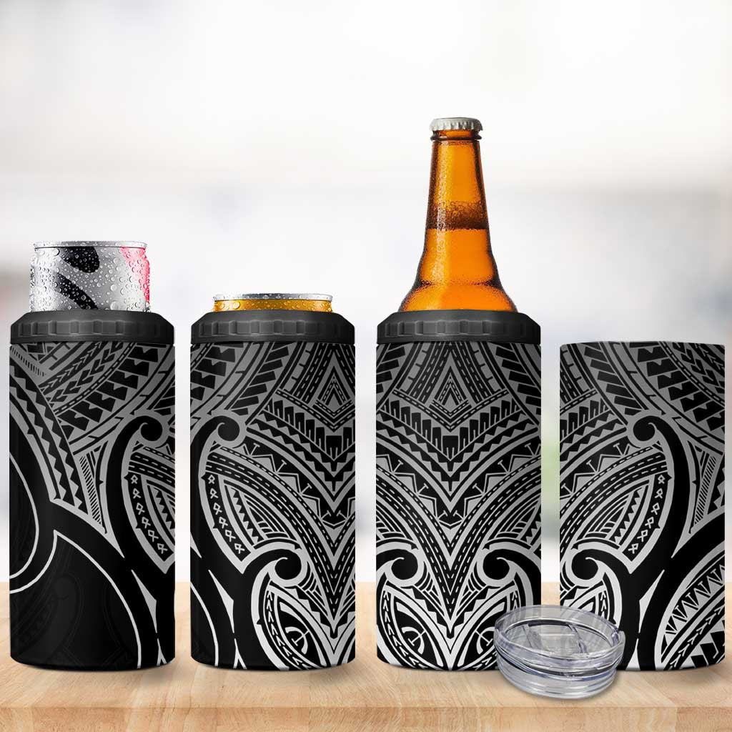 Aotearoa Maori Koru 4 in 1 Can Cooler Tumbler Black Polynesian Pacific Tribal