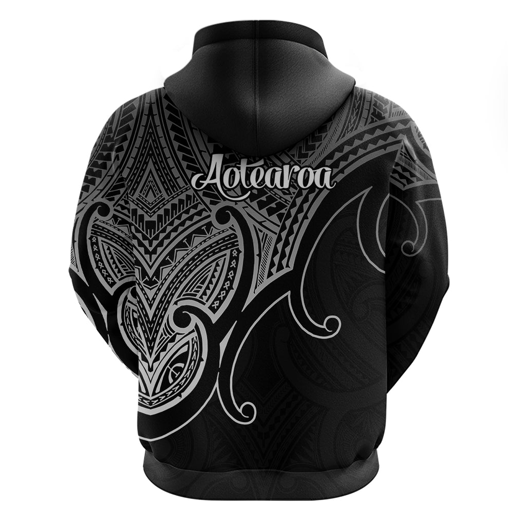 Aotearoa Maori Koru Hoodie Polynesian Pacific Tribal Black LT9 - Polynesian Pride