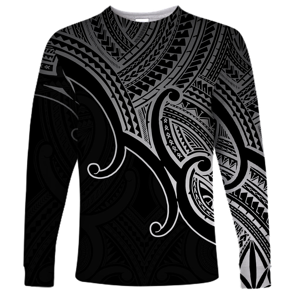 Aotearoa Maori Koru Long Sleeve Shirt Polynesian Pacific Tribal - Black LT9 Unisex Black - Polynesian Pride