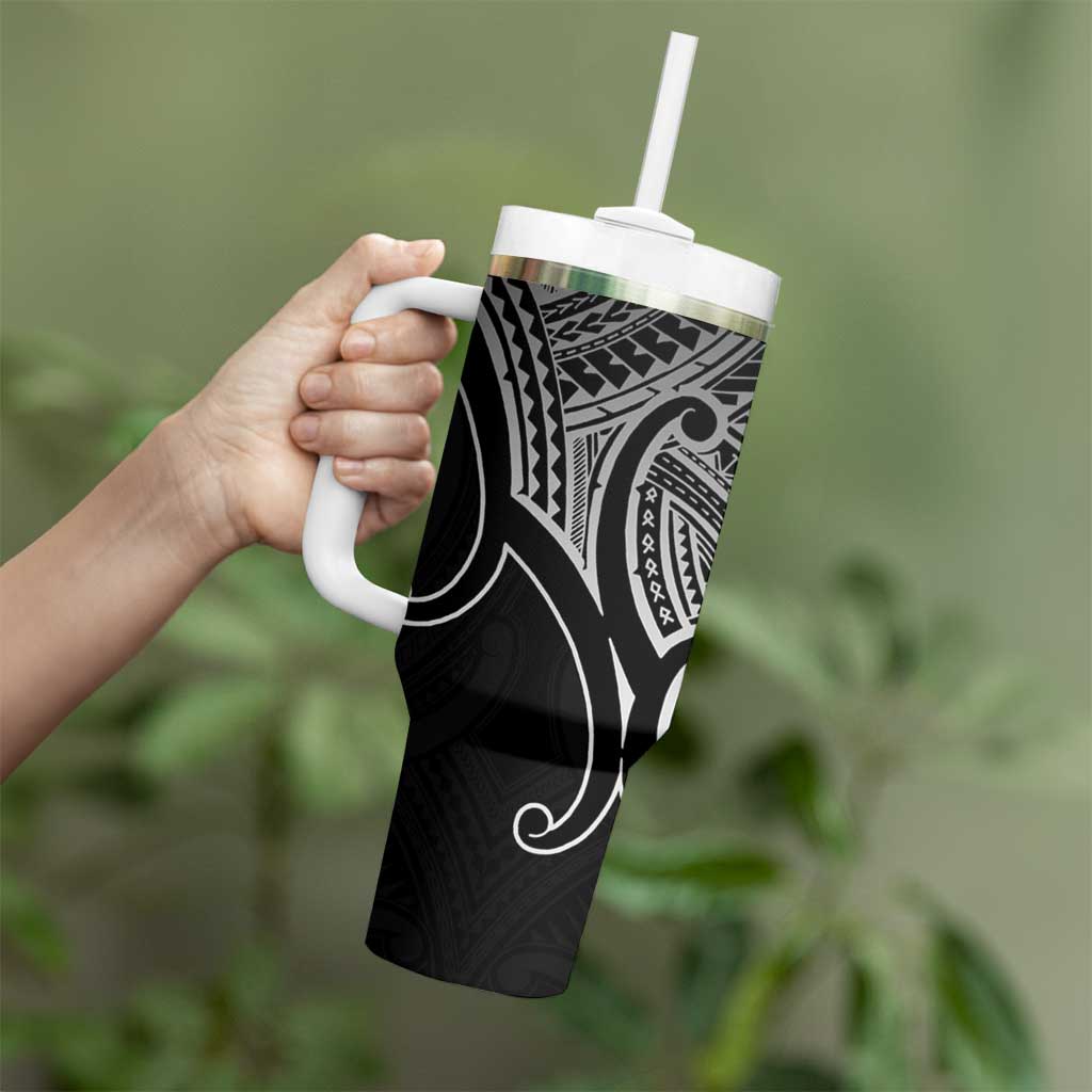 Aotearoa Maori Koru Tumbler With Handle Black Polynesian Pacific Tribal LT9 - Polynesian Pride