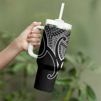 Aotearoa Maori Koru Tumbler With Handle Black Polynesian Pacific Tribal LT9 - Polynesian Pride