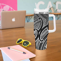 Aotearoa Maori Koru Tumbler With Handle Black Polynesian Pacific Tribal LT9 - Polynesian Pride