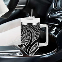 Aotearoa Maori Koru Tumbler With Handle Black Polynesian Pacific Tribal LT9 - Polynesian Pride