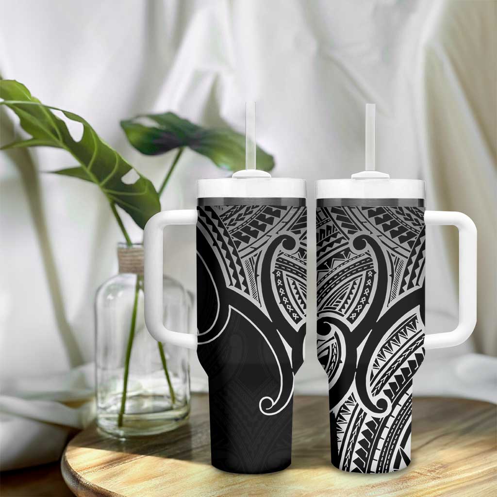 Aotearoa Maori Koru Tumbler With Handle Black Polynesian Pacific Tribal LT9 - Polynesian Pride