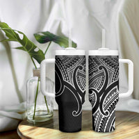 Aotearoa Maori Koru Tumbler With Handle Black Polynesian Pacific Tribal LT9 - Polynesian Pride